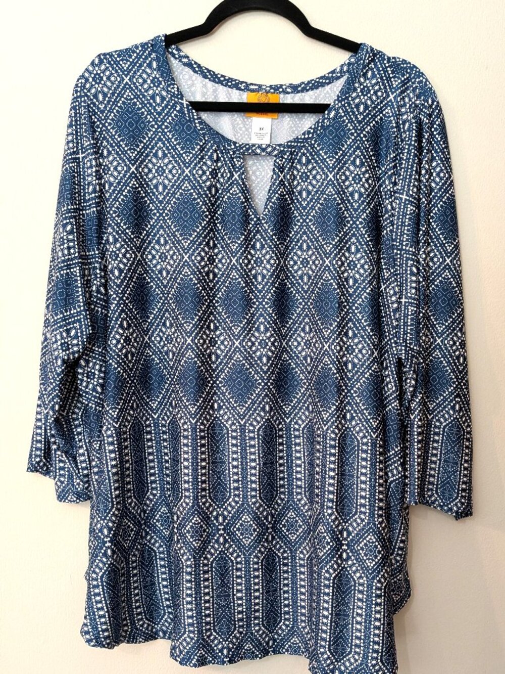 Ruby Rd. Woman Women's Denim Blue & White Printed Knit Tunic Top – Size 3X